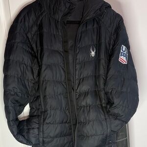 Spyder Men's Black Hooded Puffer Jacket